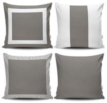 Kit 4 Capas de Almofadas Decorativas Estampadas - Geométrico Cinza