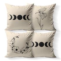 Kit 4 Capas De Almofadas Decorativas Fases da lua lunar flores 40x40 cm Kit 4 Capas De Almofadas Decorativas Fases da lua lunar flores 40x40 cm