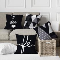 Kit 4 Capas De Almofadas Decorativas Fé e Gratidão Geométrico