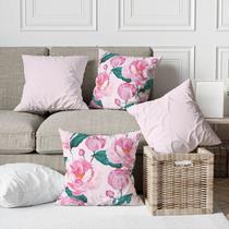Kit 4 Capas De Almofadas Decorativas Floral Rosa Candy