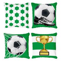 Kit 4 Capas De Almofadas Decorativas Futebol Bola e Rede Verde Seu Time do Coração Kit 4 Capas De Almofadas Decorativas Futebol Bola e Rede Verde Seu Time do Coração