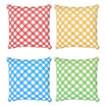 Kit 4 Capas de Almofadas Decorativas Gingham Xadrez Colorido