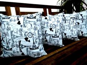 - Kit 4 Capas de Almofadas Decorativas Jacquard/Chenille Paris branco 1 - Kit 4 Capas de Almofadas Decorativas Jacquard/Chenille Paris branco 1