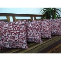 Kit 4 Capas de Almofadas Decorativas Jacquard Estampado Letras 1