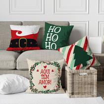 Kit 4 Capas De Almofadas Decorativas Natal Papai Noel Amor - Core Decore