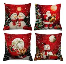 Kit 4 Capas De Almofadas Decorativas Natal Papai Noel Neve Kit 4 Capas De Almofadas Decorativas Natal Papai Noel Neve