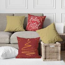 Kit 4 Capas De Almofadas Decorativas Natalina Feliz Natal Árvore