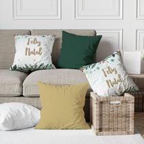 Kit 4 Capas De Almofadas Decorativas Natalina Feliz Natal Folhagens Kit 4 Capas De Almofadas Decorativas Natalina Feliz Natal Folhagens