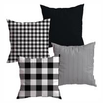 Kit 4 Capas De Almofadas Decorativas Para Sofá 45x45 Xadrez Colorido
