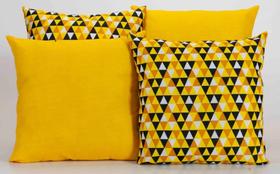 Kit 4 Capas de Almofadas Decorativas para Sofá Estampa Geométrico Amarelo