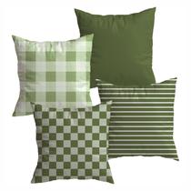 Kit 4 Capas De Almofadas Decorativas Para Sofá Xadrez Cor Verde