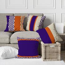 Kit 4 Capas De Almofadas Decorativas Roxo e Laranja Chevron Kit 4 Capas De Almofadas Decorativas Roxo e Laranja Chevron