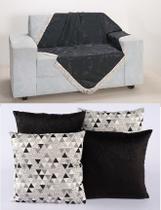 Kit 4 Capas de Almofadas Decorativas Sala Sofá com xale Preto