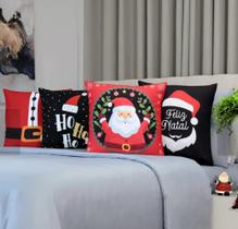 Kit 4 Capas de Almofadas Decorativas Santa Claus 45x45cm Kit 4 Capas de Almofadas Decorativas Santa Claus 45x45cm