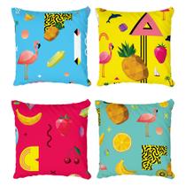 Kit 4 Capas de Almofadas Decorativas Tropical Colorido Kit 4 Capas de Almofadas Decorativas Tropical Colorido