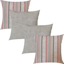Kit 4 Capas de Almofadas Detalhes Coral e Bege Liso 45x45cm