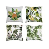 Kit 4 Capas De Almofadas Florais Bicho Preguiça 45X45 Kit 4 Capas De Almofadas Florais Bicho Preguiça 45X45