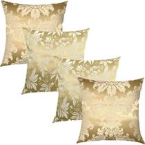 Kit 4 Capas de Almofadas Floral e Medalhão Dourado 45cmx45cm Kit 4 Capas de Almofadas Floral e Medalhão Dourado 45cmx45cm