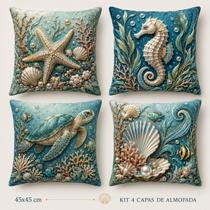 kit 4 Capas de Almofadas Fundo Mar - kit 4 Capas de Almofadas Fundo Mar -