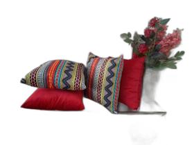 Kit 4 Capas De Almofadas Gorgurinho /Oxford Vermelho 45 X 45