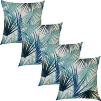 Kit 4 Capas de Almofadas Jacquard Ramos Azul 45x45cm Kit 4 Capas de Almofadas Jacquard Ramos Azul 45x45cm