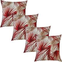 Kit 4 Capas de Almofadas Jacquard Ramos Vermelho 45x45cm Kit 4 Capas de Almofadas Jacquard Ramos Vermelho 45x45cm
