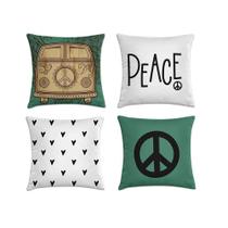 Kit 4 Capas De Almofadas Kombi Peace Love 45X45