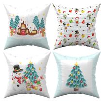 Kit 4 Capas de Almofadas Natalinas 45x45cm Enfeites de Natal, Decoração, Quarto, Sala