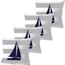 Kit 4 Capas De Almofadas Navegação Barco À Vela Marítima