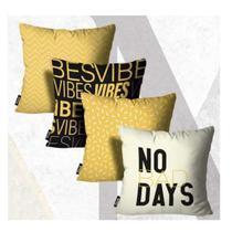 Kit 4 Capas de Almofadas No Bad Days Amarelo e Preto