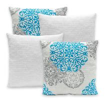 Kit 4 Capas de Almofadas Piquet Favinho Lisa e Estampada 40x40 C/ Zíper