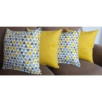 Kit 4 Capas De Almofadas Sued E Jacquard Estampas Variadas 45x45