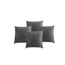 Kit 4 Capas de Almofadas Suede Aveludada Drapeada 45x45 Costura Cruzada - Várias Cores Elegantes