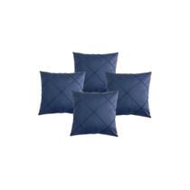 Kit 4 Capas de Almofadas Suede Aveludada Drapeada 45x45 Costura Cruzada - Várias Cores Elegantes