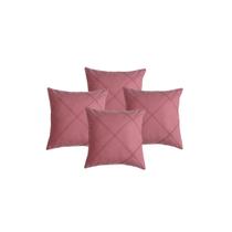 Kit 4 Capas de Almofadas Suede Aveludada Drapeada 45x45 Costura Cruzada - Várias Cores Elegantes
