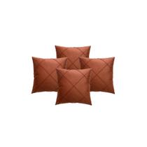 Kit 4 Capas de Almofadas Suede Aveludada Drapeada 45x45 Costura Cruzada - Várias Cores Elegantes