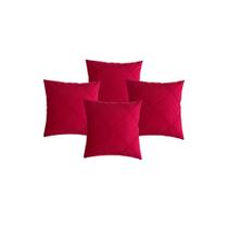 Kit 4 Capas de Almofadas Suede Aveludada Drapeada 45x45 Costura Cruzada - Várias Cores Elegantes