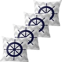 Kit 4 Capas De Almofadas Timão Azul Navegação Marítima