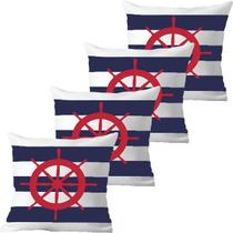 Kit 4 Capas De Almofadas Timão Vermelho Navegação Marítima