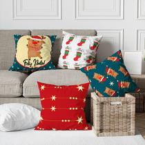 Kit 4 Capas De Almofadass Decorativa Rena, estrela e sapatinhos de natal