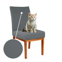 Kit 4 Capas de Cadeira Anti Arranhões de Gato Resistente Protex Duo Cinza Escuro - Charme do Detalhe