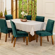 Kit 4 Capas de Cadeira Jantar Lisa Splendore Ajustável com Elástico Tecido Veludo Suede Decoração Luxo Para Cozinha