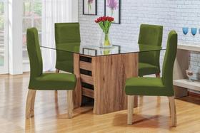 Kit 4 capas de cadeira jantar malha com elástico verde oliva - Gabriela Martin Enxovais