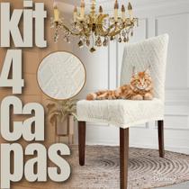 Kit 4 Capas de Cadeira Linha Gold Anti Gato Indiana - Creme