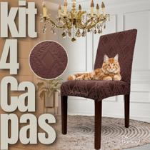 Kit 4 Capas de Cadeira Linha Gold Anti Gato Indiana - Marrom Escuro