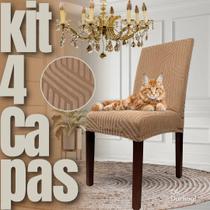 Kit 4 Capas de Cadeira Linha Gold Anti Gato Italiana - Marrom/Caramelo