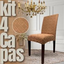 Kit 4 Capas de Cadeira Linha Gold Grega - Marrom Caramelo Kit 4 Capas de Cadeira Linha Gold Grega - Marrom Caramelo