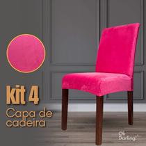 Kit 4 Capas de Cadeira Linha Premium Suede - Rosa Pink Kit 4 Capas de Cadeira Linha Premium Suede - Rosa Pink