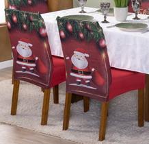 Kit 4 Capas de Cadeira Natal Jantar Estofada Decoração Fim de Ano Malha Helanca