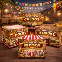Kit 4 Capas De Mesa Sublimado Barracas Festa Junina 140x70x70 cm Kit 4 Capas De Mesa Sublimado Barracas Festa Junina 140x70x70 cm